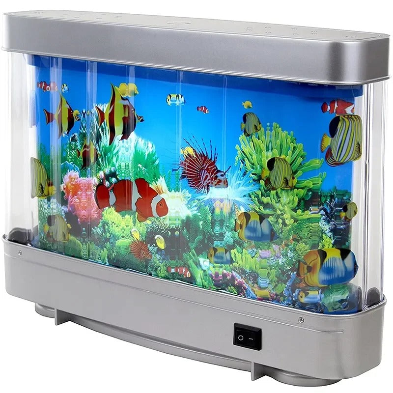 Retro Aquariumlamp met Bewegende Vissen – Rustgevende Sfeerverlichting voor Woonkamer, Kantoor, Kinderkamer | Geen Onderhoud Nodig | Nostalgische LED-lamp | Sansoti
