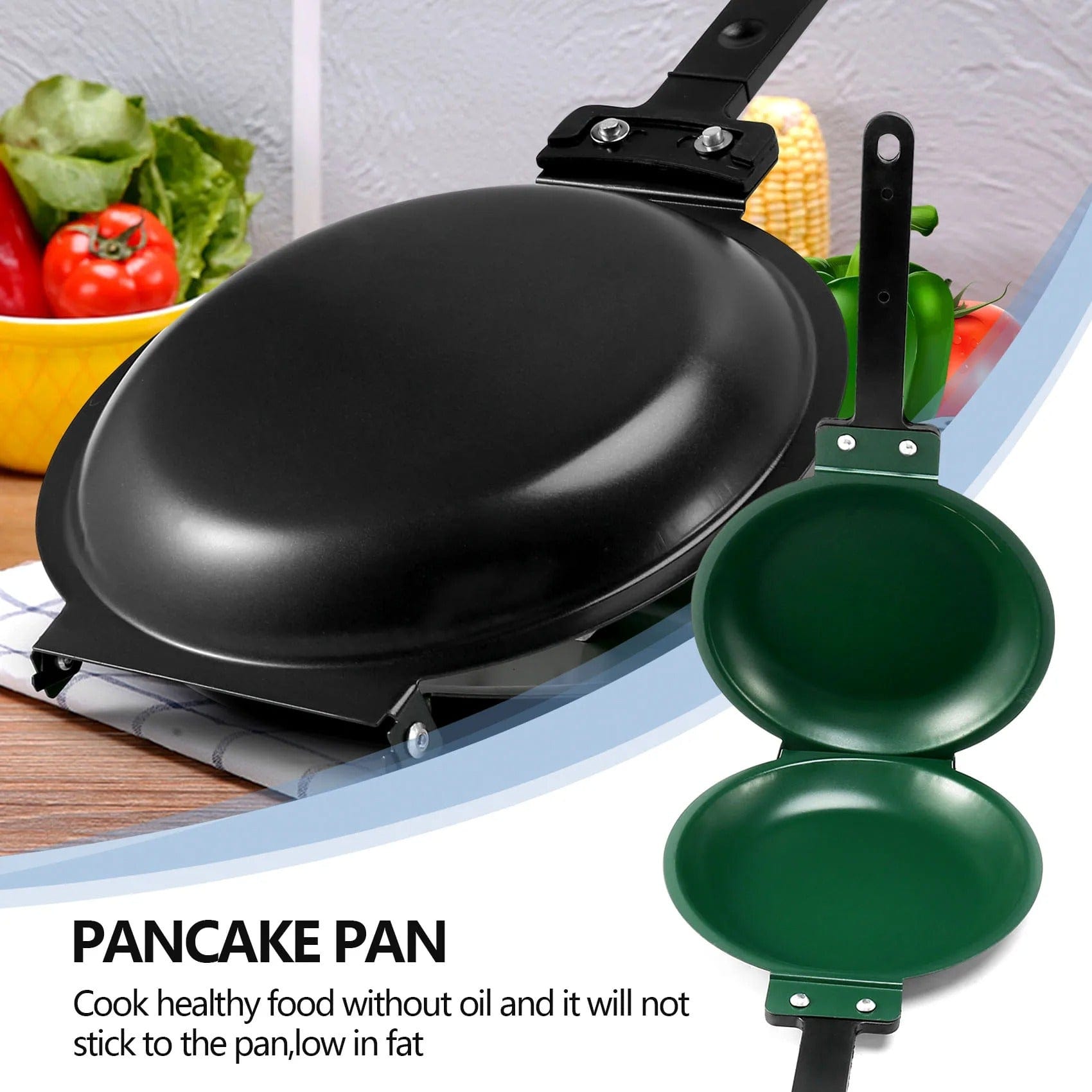 Poêle double face avec revêtement antiadhésif – Retour facile sans éclaboussures | Restfield
