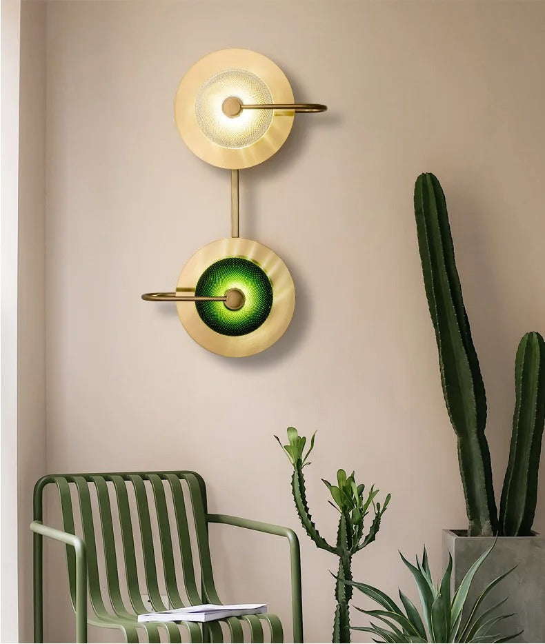 Messing Wandlamp met Glazen Kap - Modern Scandinavisch Design - Groen & Helder Glas - 2 & 3-Lichtpunt Opties | Sansoti