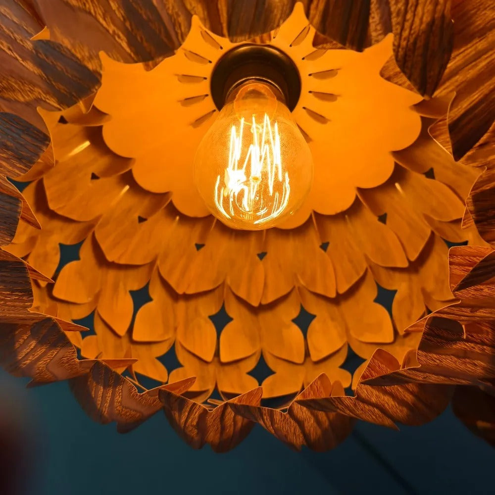 Houten Hanglamp Cilinder Essenhout Veneer Plafondverlichting Eetkamer Slaapkamer Scandinavisch Design | Sansoti