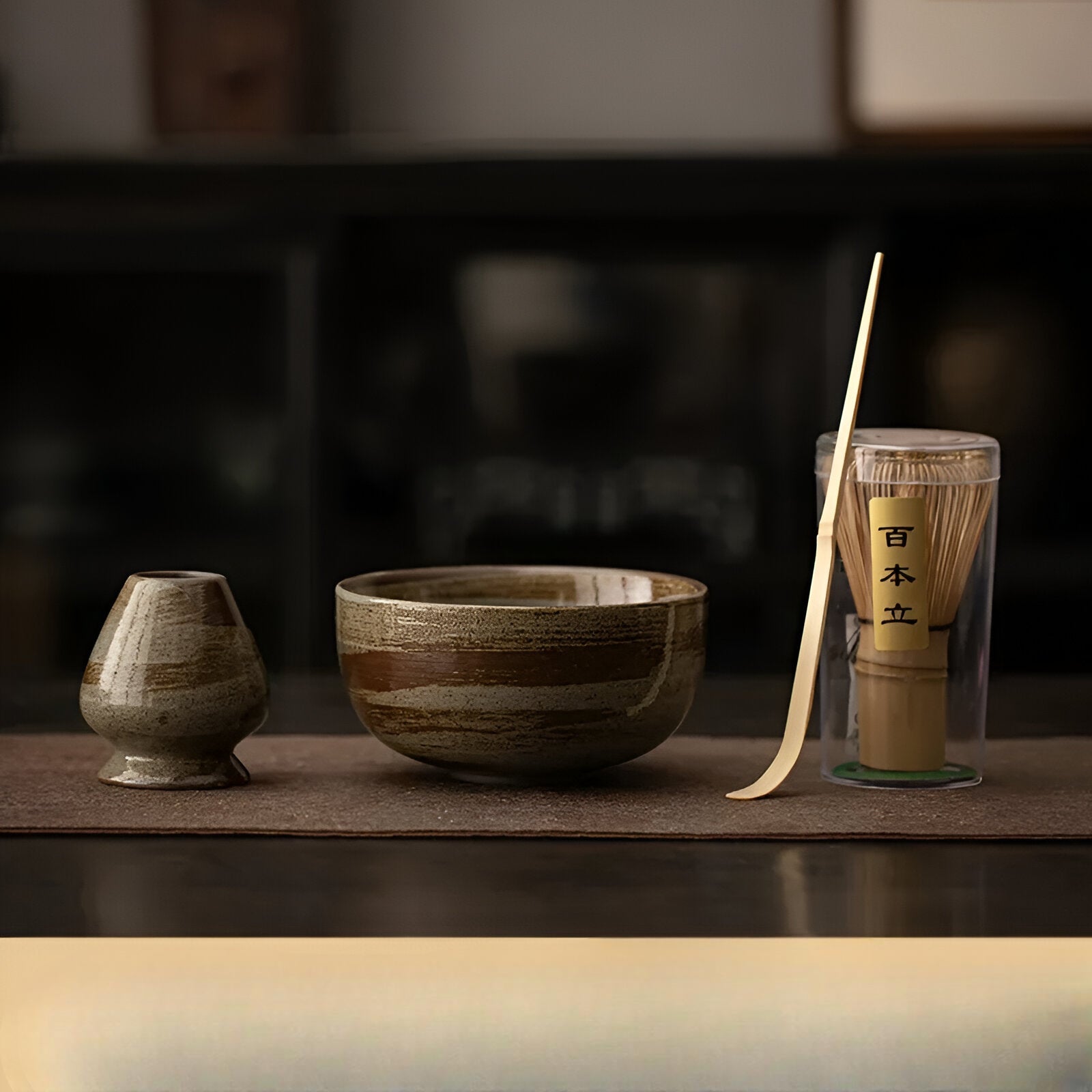 Matcha Set 4 Delig Keramiek Met Bamboe Klopper | Sansoti