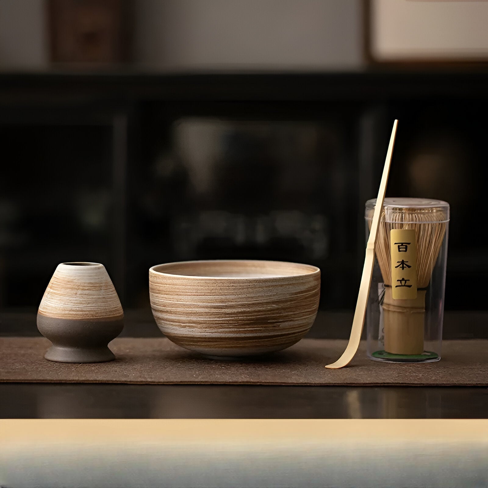 Matcha Set 4 Delig Keramiek Met Bamboe Klopper | Sansoti