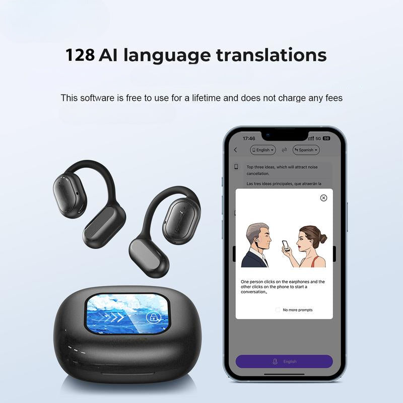 Draadloze Vertaaloortjes met AI Real-Time Vertaling – 40+ Talen, Noise Cancellation, Touch Bediening, 20 Uur Batterij | Sansoti