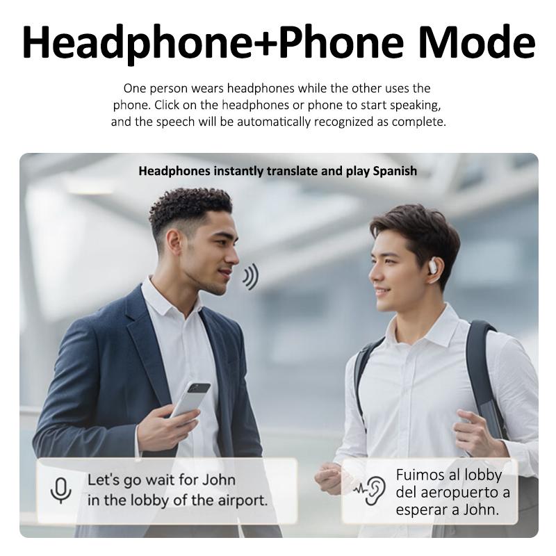 Draadloze Vertaaloortjes met AI Real-Time Vertaling – 40+ Talen, Noise Cancellation, Touch Bediening, 20 Uur Batterij | Sansoti