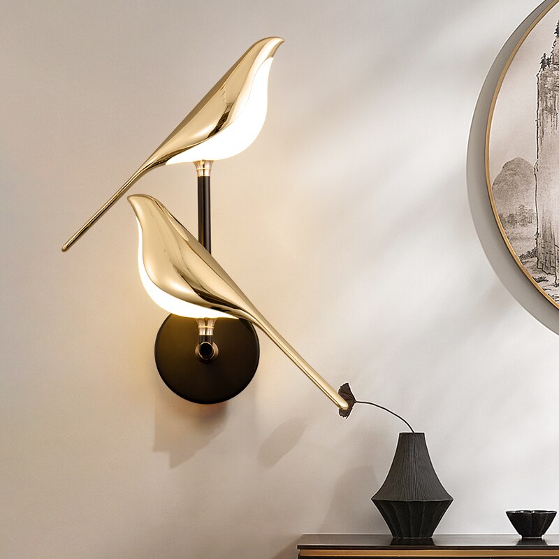 LED Wandlamp Vogel Design Goud Modern Sfeerlicht Woonkamer Slaapkamer Hal Energiezuinig Decoratief Interieur | Sansoti