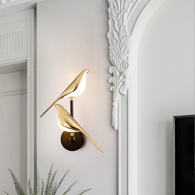 LED Wandlamp Vogel Design Goud Modern Sfeerlicht Woonkamer Slaapkamer Hal Energiezuinig Decoratief Interieur | Sansoti