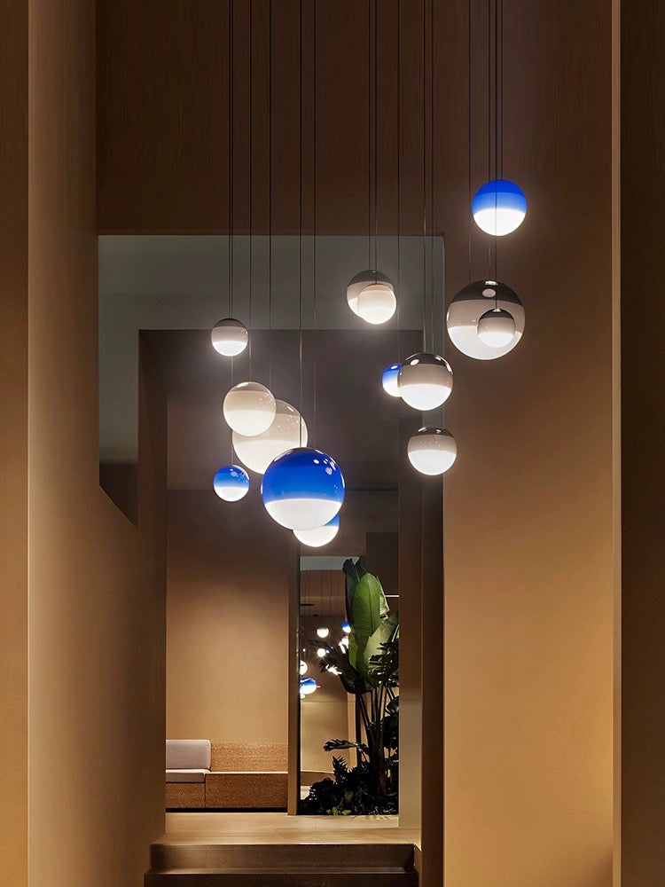 Dimmbar hängende Deckenleuchte aus gebürstetem Nickel und Glas E27 für Esszimmer und Wohnzimmer, moderne Beleuchtung im skandinavischen Design | Sansoti