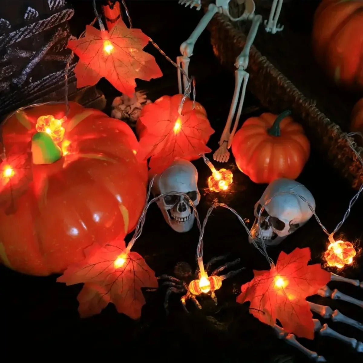 Éclairage d’automne citrouille feuille d’érable blanc chaud 3 mètres LED lumière d’ambiance décorative éclairage d’ambiance intérieur extérieur | Sansoti