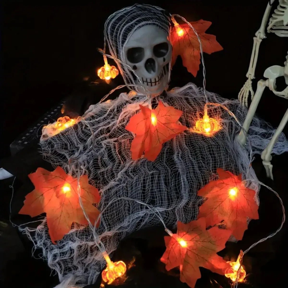 Éclairage d’automne citrouille feuille d’érable blanc chaud 3 mètres LED lumière d’ambiance décorative éclairage d’ambiance intérieur extérieur | Sansoti