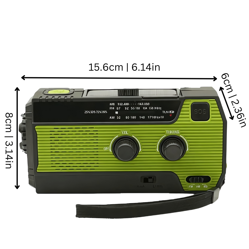 Notfallradio All-in-One mit Solarpanel & Handkurbel – AM/FM, Powerbank & Taschenlampe