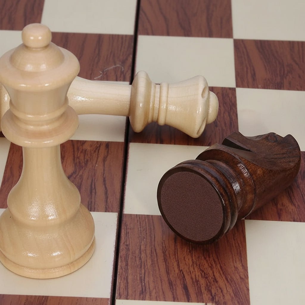Foldable Chess Set Made of Solid Wood with Storage Compartment and Weighted Chess Pieces for Home, On the Go, and Travel | Sansoti