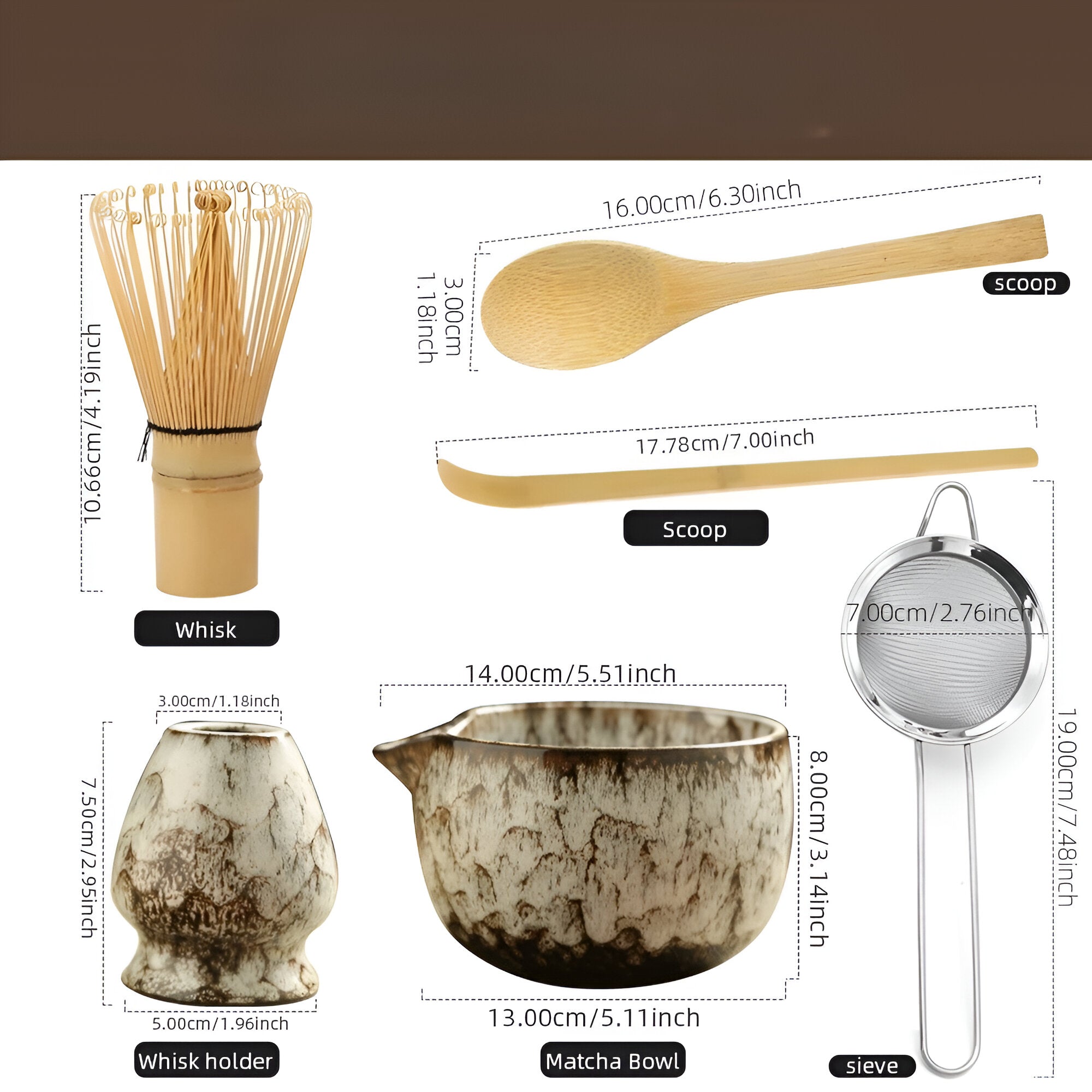 Service à thé matcha japonais en céramique avec fouet, bol et accessoires pour cérémonie traditionnelle du thé | Restfield