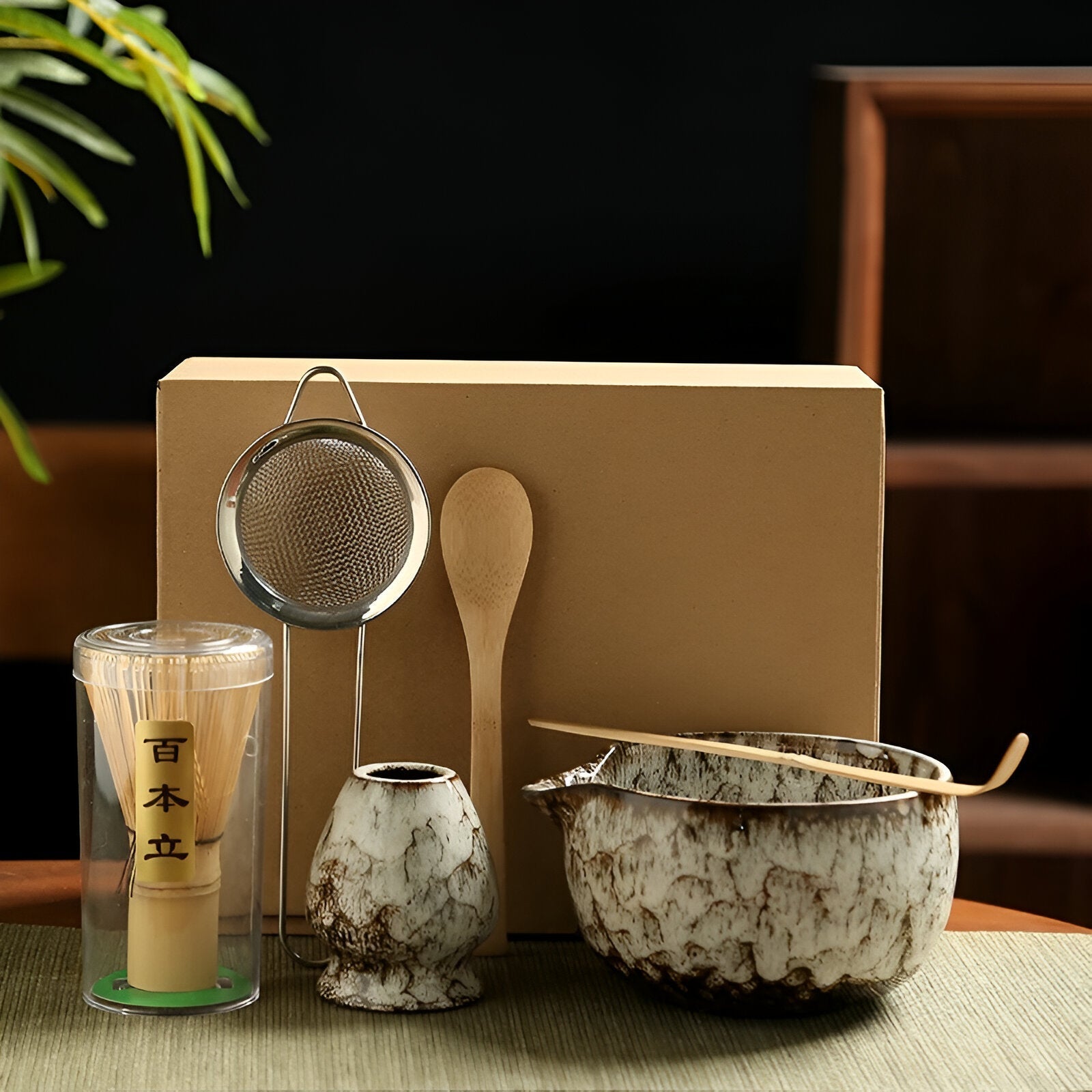 Service à thé matcha japonais en céramique avec fouet, bol et accessoires pour cérémonie traditionnelle du thé | Restfield