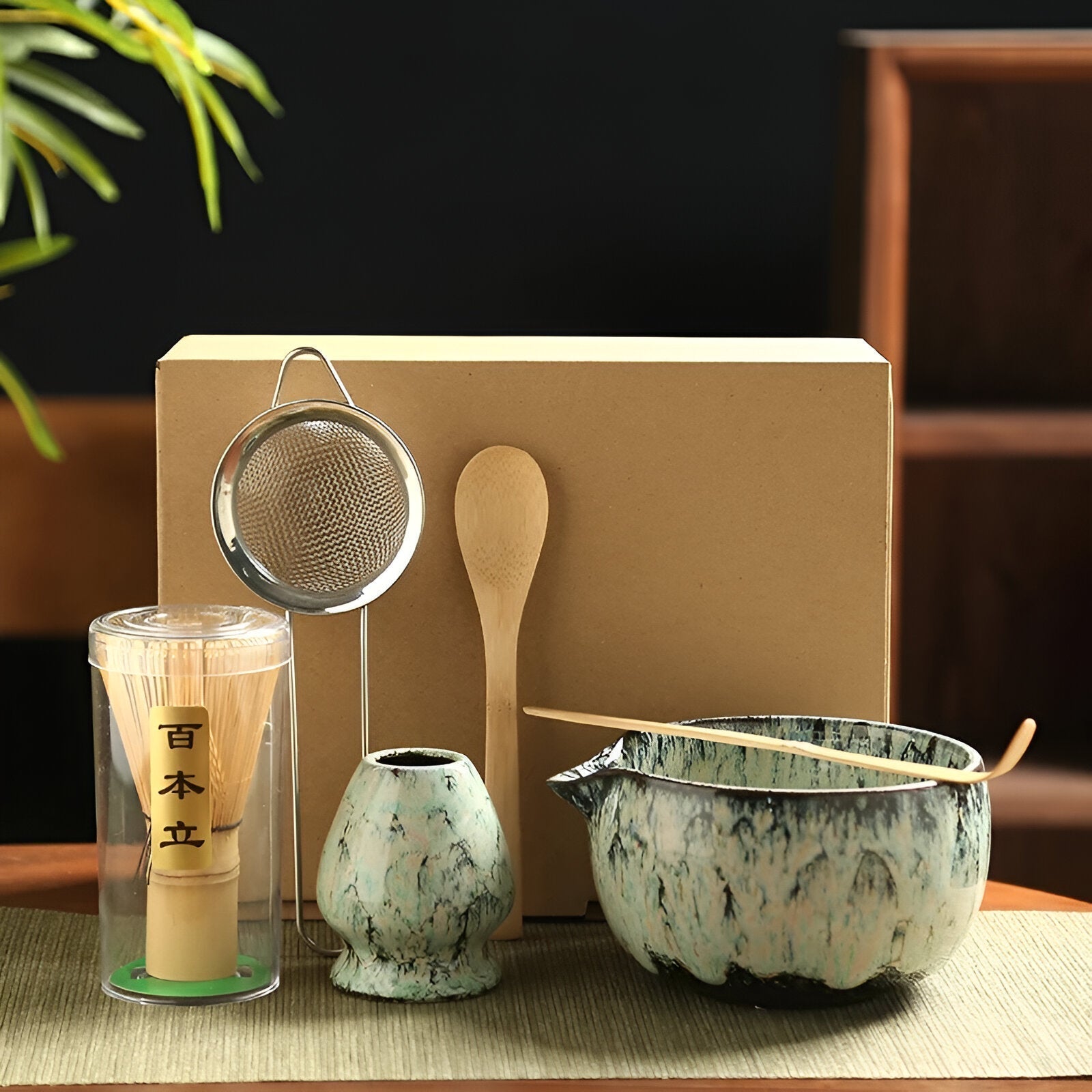 Service à thé matcha japonais en céramique avec fouet, bol et accessoires pour cérémonie traditionnelle du thé | Restfield