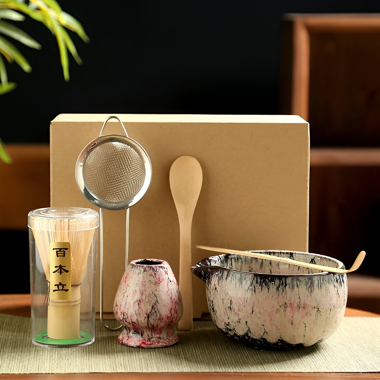 Service à thé matcha japonais en céramique avec fouet, bol et accessoires pour cérémonie traditionnelle du thé | Restfield