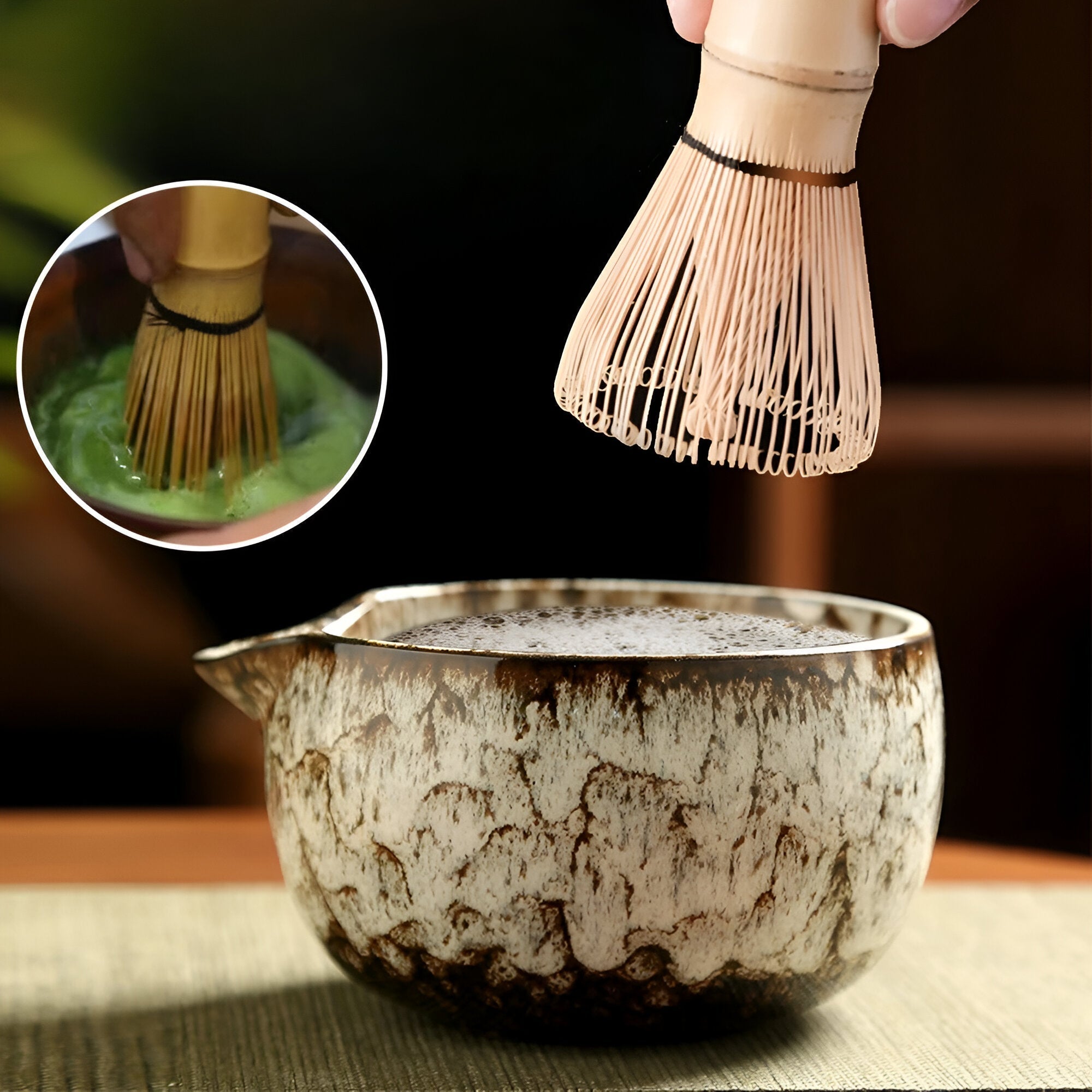 Service à thé matcha japonais en céramique avec fouet, bol et accessoires pour cérémonie traditionnelle du thé | Restfield