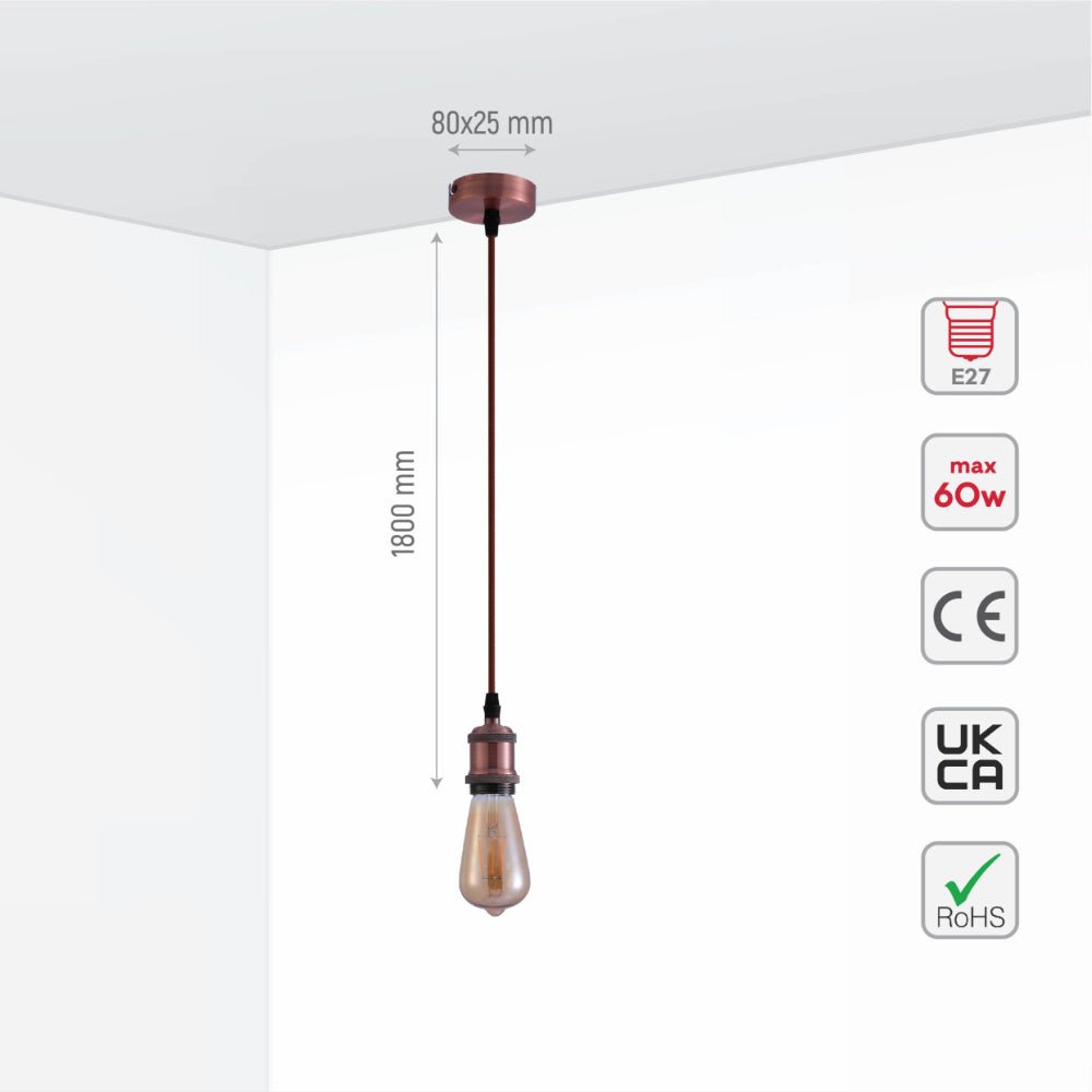 Hängelampe Vintage Industriell Retro E27 Antik Rot Bronze Gold Nickel Dimmbar Verstellbar | Restfield