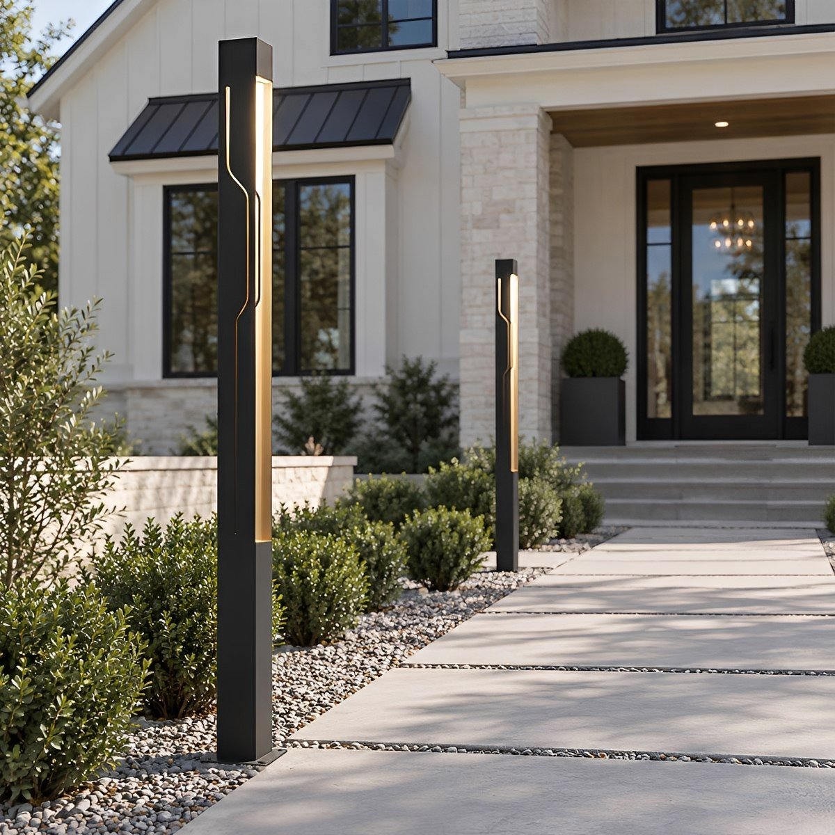 LED Garden Lighting Rectangular Black Stainless Steel 100-250cm Bollard Light Pathway Lighting Post Lighting Outdoor | Sansoti
