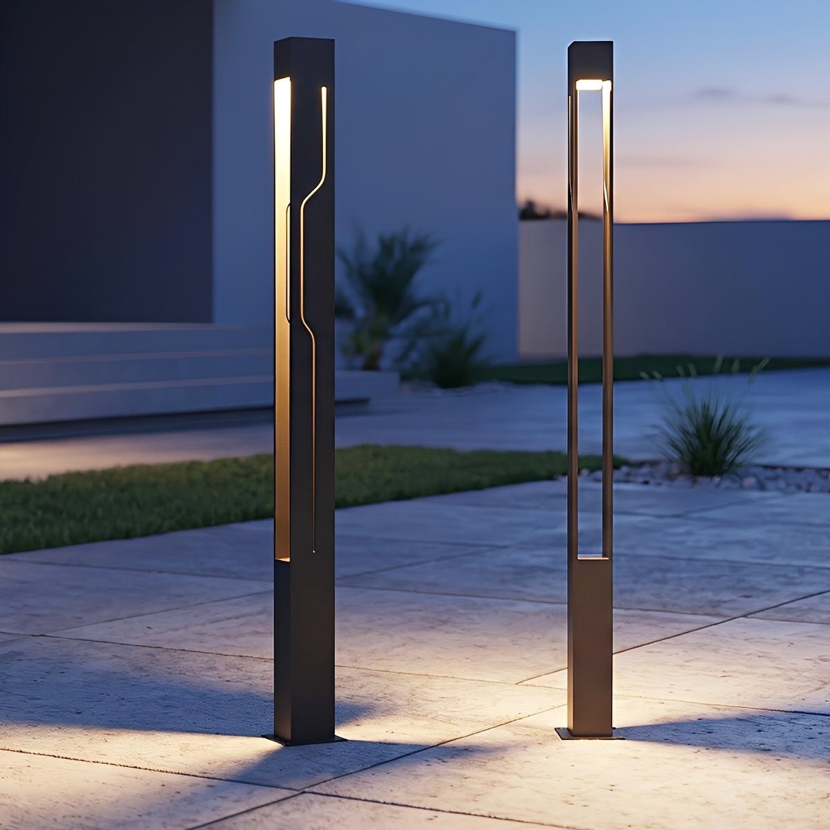 LED Garden Lighting Rectangular Black Stainless Steel 100-250cm Bollard Light Pathway Lighting Post Lighting Outdoor | Sansoti