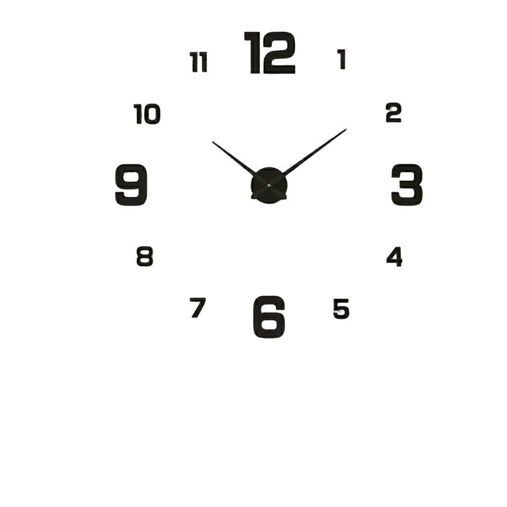 3D Wall Clock with Modern Number Display and Silent Movement — Decorative Time Accent for Living Room, Bedroom or Office in Black, Silver, Gold or Red | Sansoti