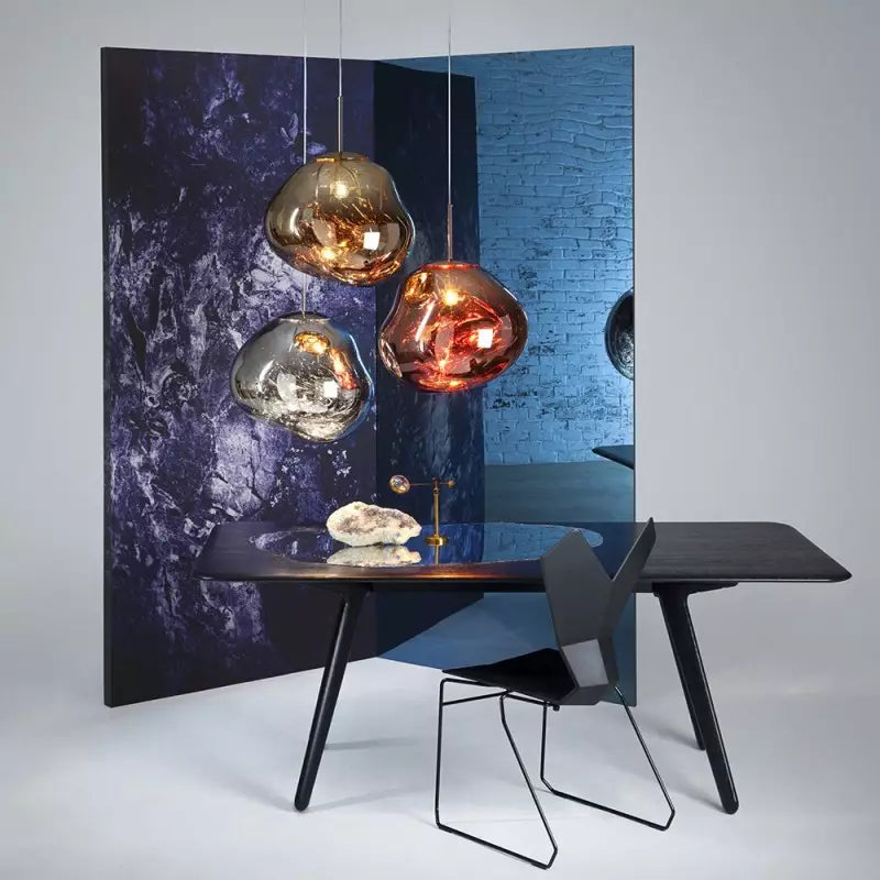 Glas-Hängeleuchte mit Schmelzeffekt, Gold, Silber, Grau, Rot, Wohnzimmer, Esszimmer, LED, skandinavisches Design, Stimmungslicht | Sansoti