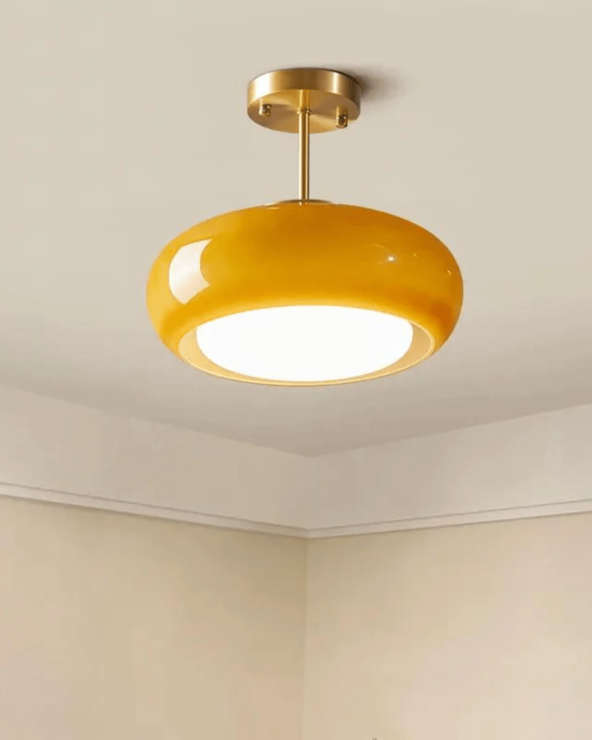 Hanglamp Glas Goud 40cm E27 Amber Wit Modern Design | Sansoti