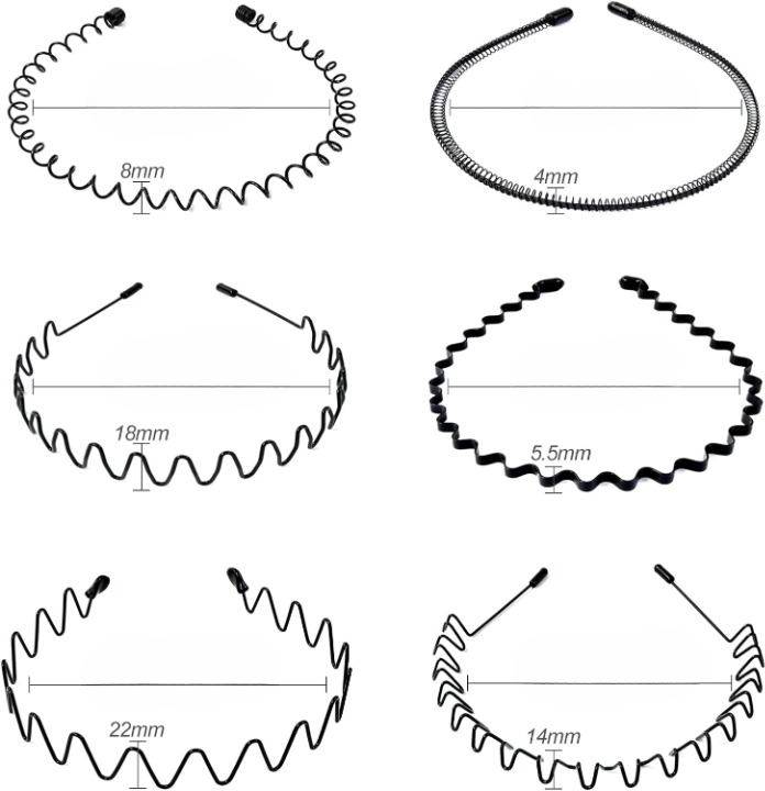 Metalen Haarband voor Heren – Gegolfde en Zigzag Styling – Comfortabel en Duurzaam – Set van 6 Stuks | Sansoti