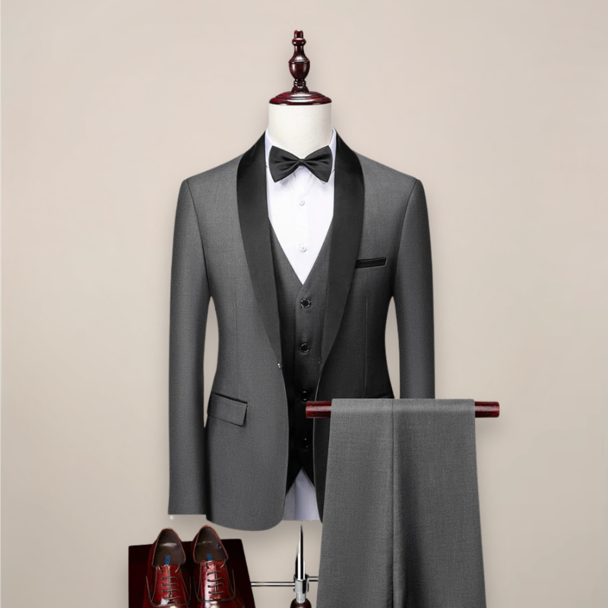 Driedelig Smoking Kostuum Heren Modern Fit Pak Voor Bruiloft Feest Formele Gelegenheden Zwart Navy Grijs | Sansoti