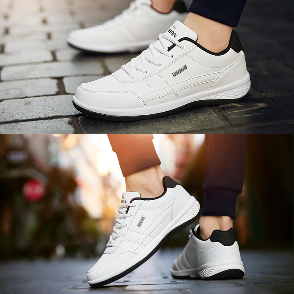 Orthopädische Herren-Sneaker Komfort Schwarz Blau Weiß Alltag Laufen Fußunterstützung Atmungsaktiv Schnürverschluss | Sansoti