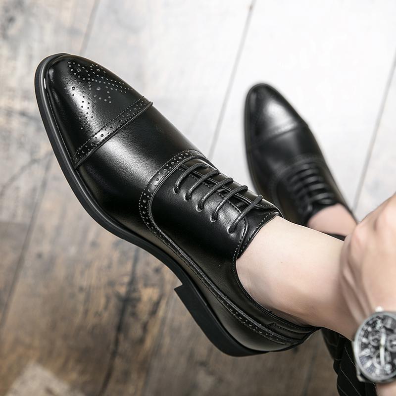 Herren-Oxfordschuhe mit Brogue-Details, Schwarz, Braun, Leder, Business, formell, elegant, klassisch und stilvoll | Sansoti