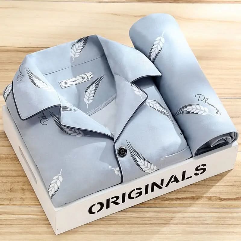 Baumwollpyjama mit Knopfverschluss Herren Nachtwäsche Atmungsaktives Loungewear-Set Bequeme Schlafkleidung für Herren | Sansoti
