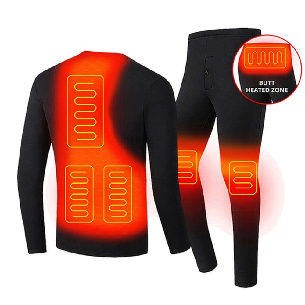 Elektrisch Verwarmde Thermokleding Set USB Ondergoed Heren Dames Winter Thermisch Basis Laag Verwarmend | Sansoti