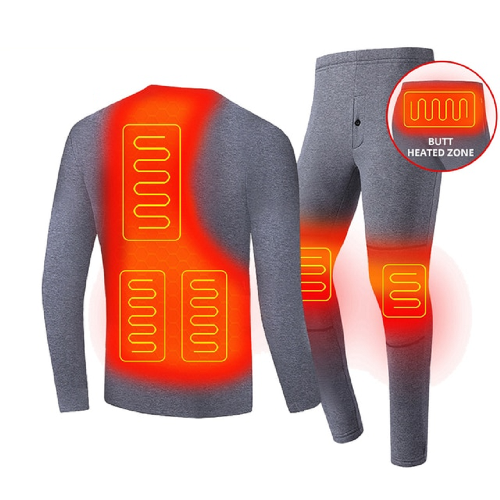 Elektrisch Verwarmde Thermokleding Set USB Ondergoed Heren Dames Winter Thermisch Basis Laag Verwarmend | Sansoti