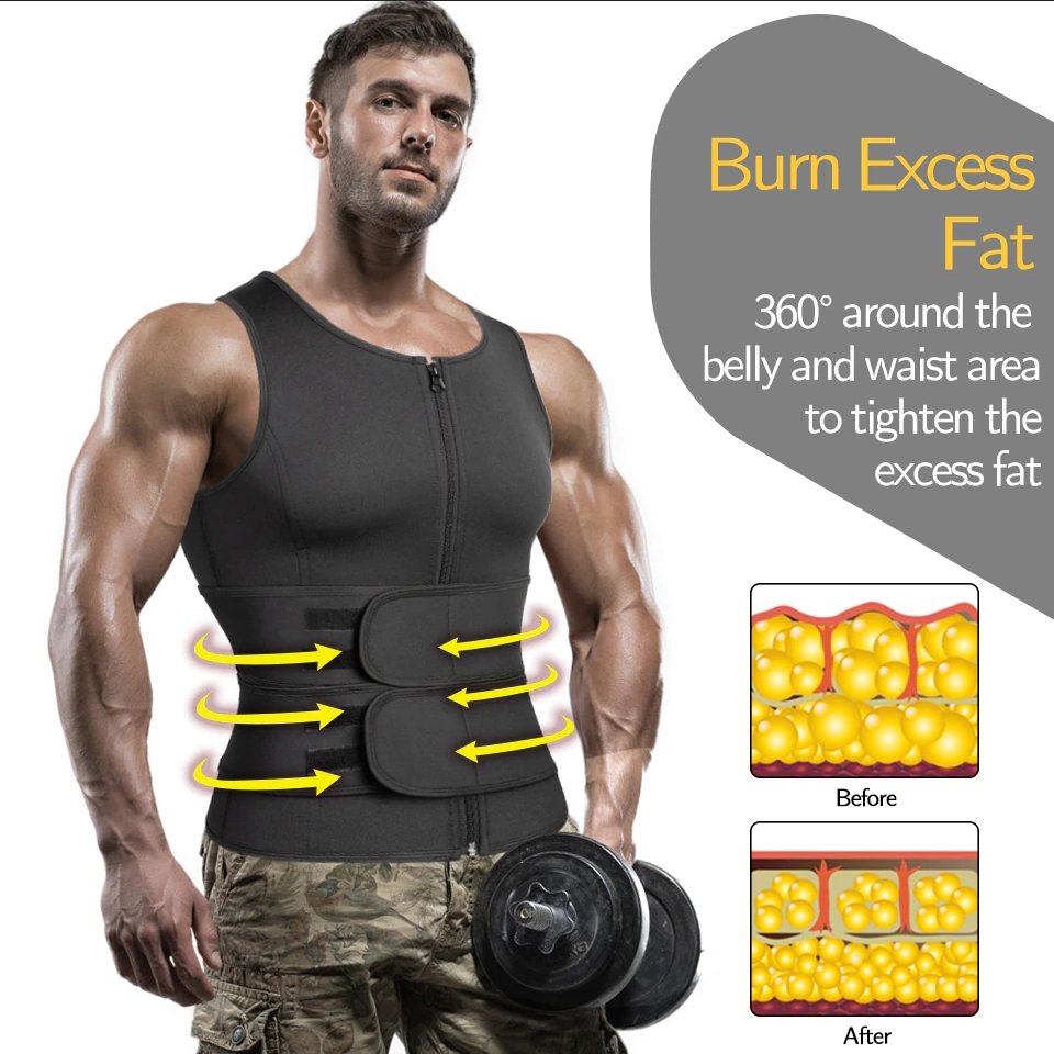 Neopreen Sauna Sportvest Heren Zwart Compressie Thermoregulatie Training Fitness Gym Workout Zweten Shaping | Sansoti