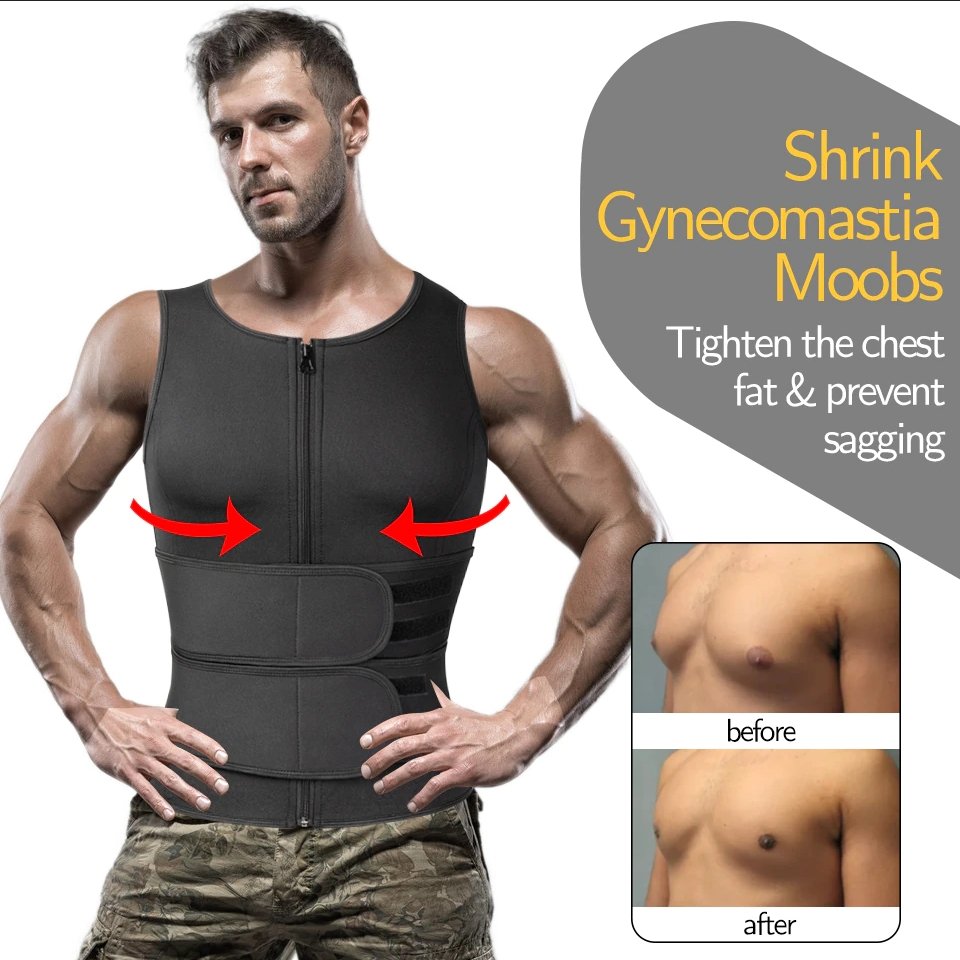 Neopreen Sauna Sportvest Heren Zwart Compressie Thermoregulatie Training Fitness Gym Workout Zweten Shaping | Sansoti