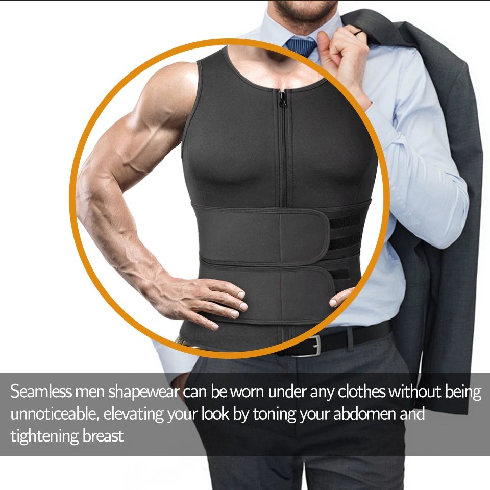 Neopreen Sauna Sportvest Heren Zwart Compressie Thermoregulatie Training Fitness Gym Workout Zweten Shaping | Sansoti