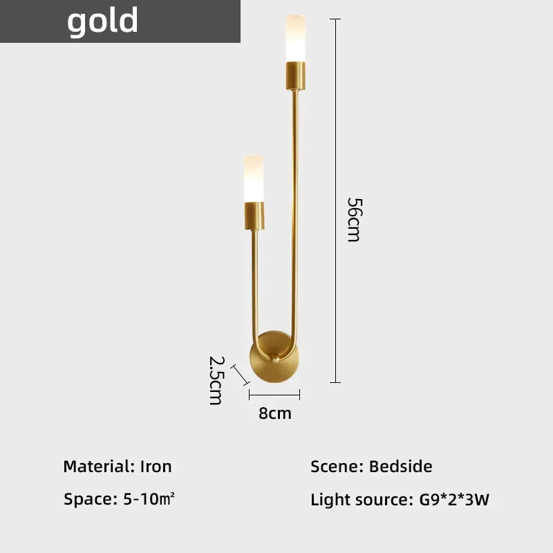 Minimalistische LED-Wandleuchte Schlafzimmer Schwarz Gold Verstellbare Lichtrichtung Modernes Design Leselampe Stimmungsbeleuchtung | Sansoti