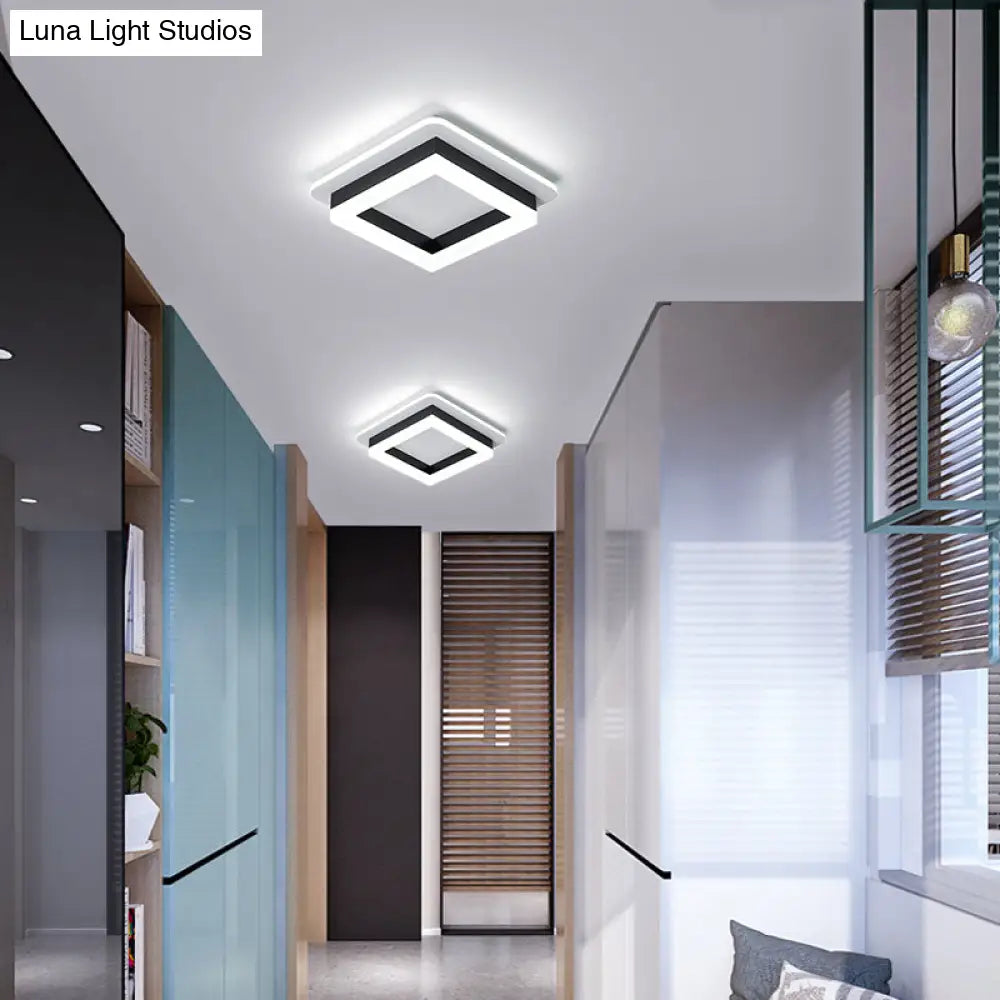 LED-Deckenleuchte aus Metall mit Acryl-Diffusor, rund, quadratisch, schwarz, weiß, dimmbar, modernes Design für Flur, Diele, Schlafzimmer | Sansoti