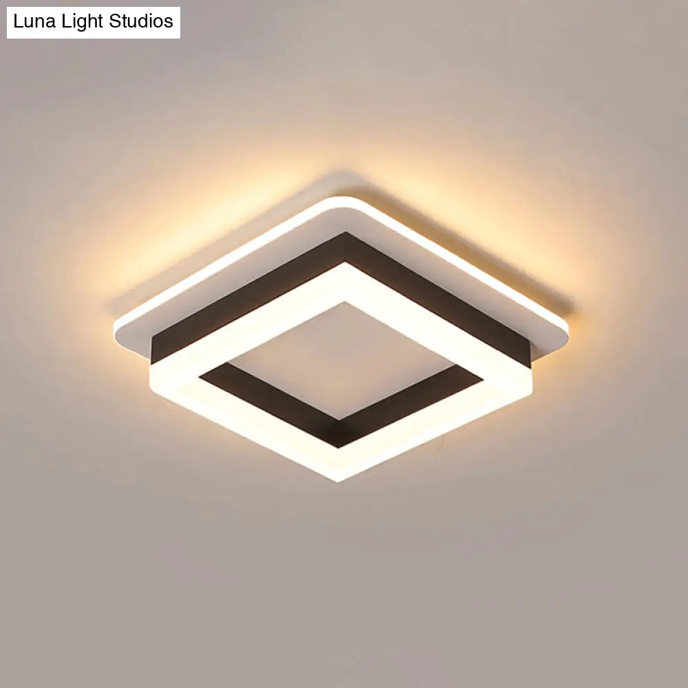 LED-Deckenleuchte aus Metall mit Acryl-Diffusor, rund, quadratisch, schwarz, weiß, dimmbar, modernes Design für Flur, Diele, Schlafzimmer | Sansoti