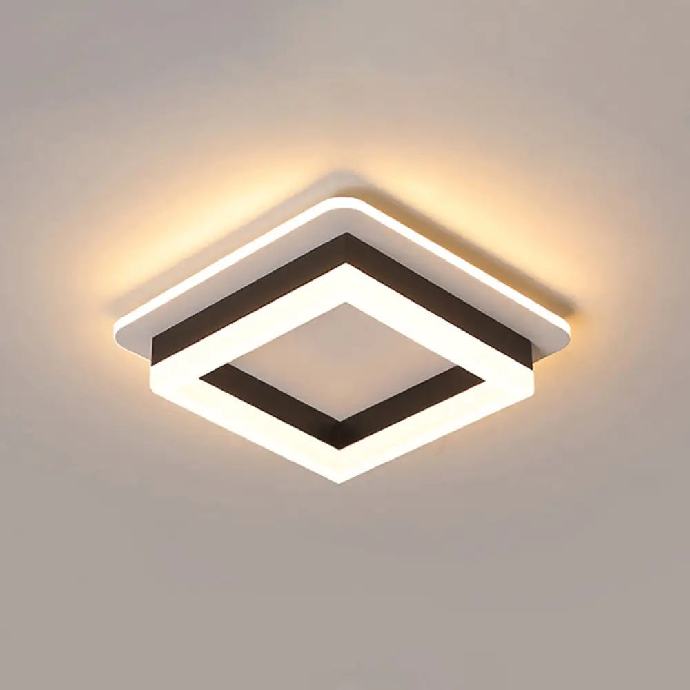 LED-Deckenleuchte aus Metall mit Acryl-Diffusor, rund, quadratisch, schwarz, weiß, dimmbar, modernes Design für Flur, Diele, Schlafzimmer | Sansoti