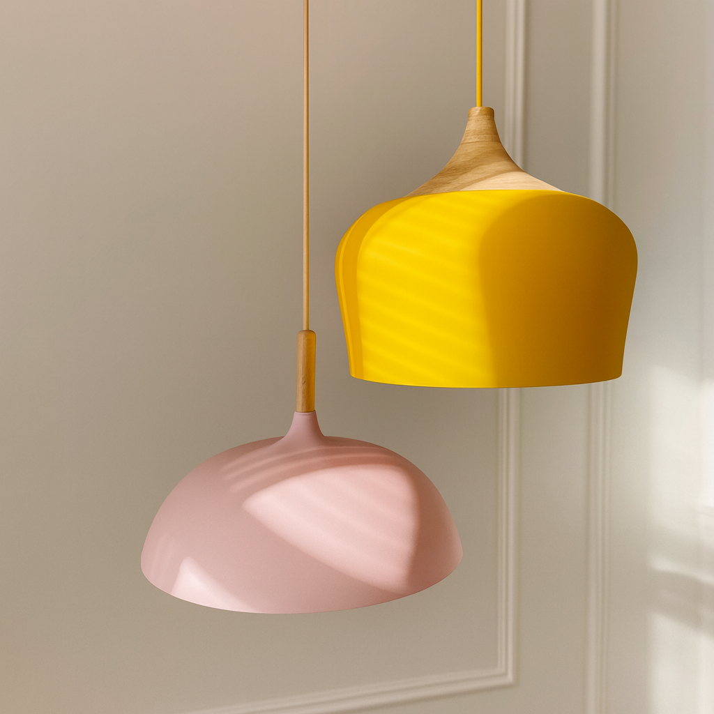 Hängelampe Pastell Aluminium Holz Retro Kuppel Kugel E27 Kinderzimmer Wohnzimmer | Restfield