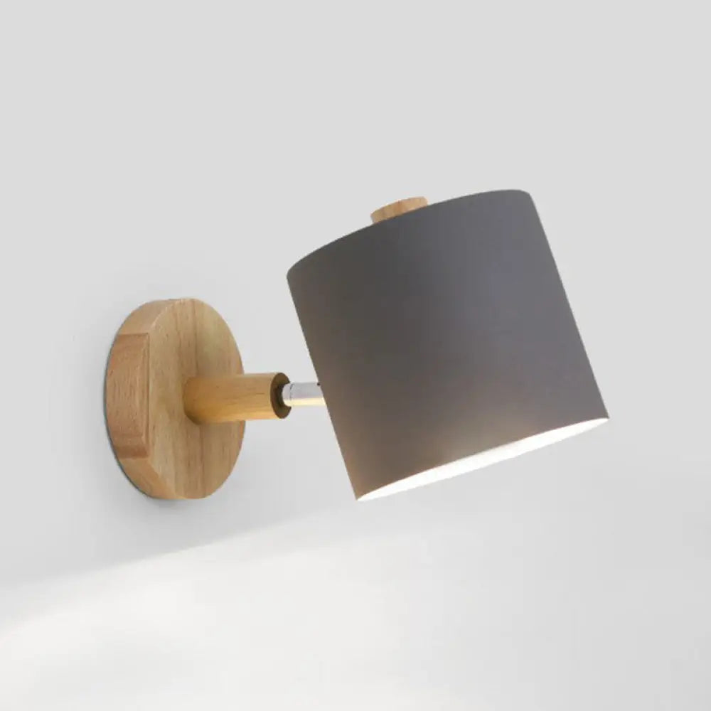 Verstellbare Wandleuchte aus Holz und Metall für das Kinderzimmer, Weiß, Grau oder Grün, E26-/E27-Fassung, drehbarer Schirm, stimmungsvoll | Sansoti