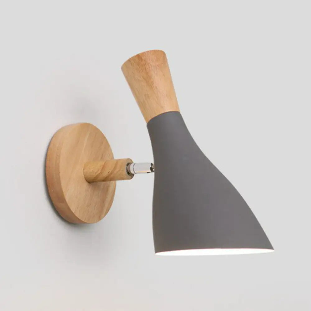 Verstellbare Wandleuchte aus Holz und Metall für das Kinderzimmer, Weiß, Grau oder Grün, E26-/E27-Fassung, drehbarer Schirm, stimmungsvoll | Sansoti