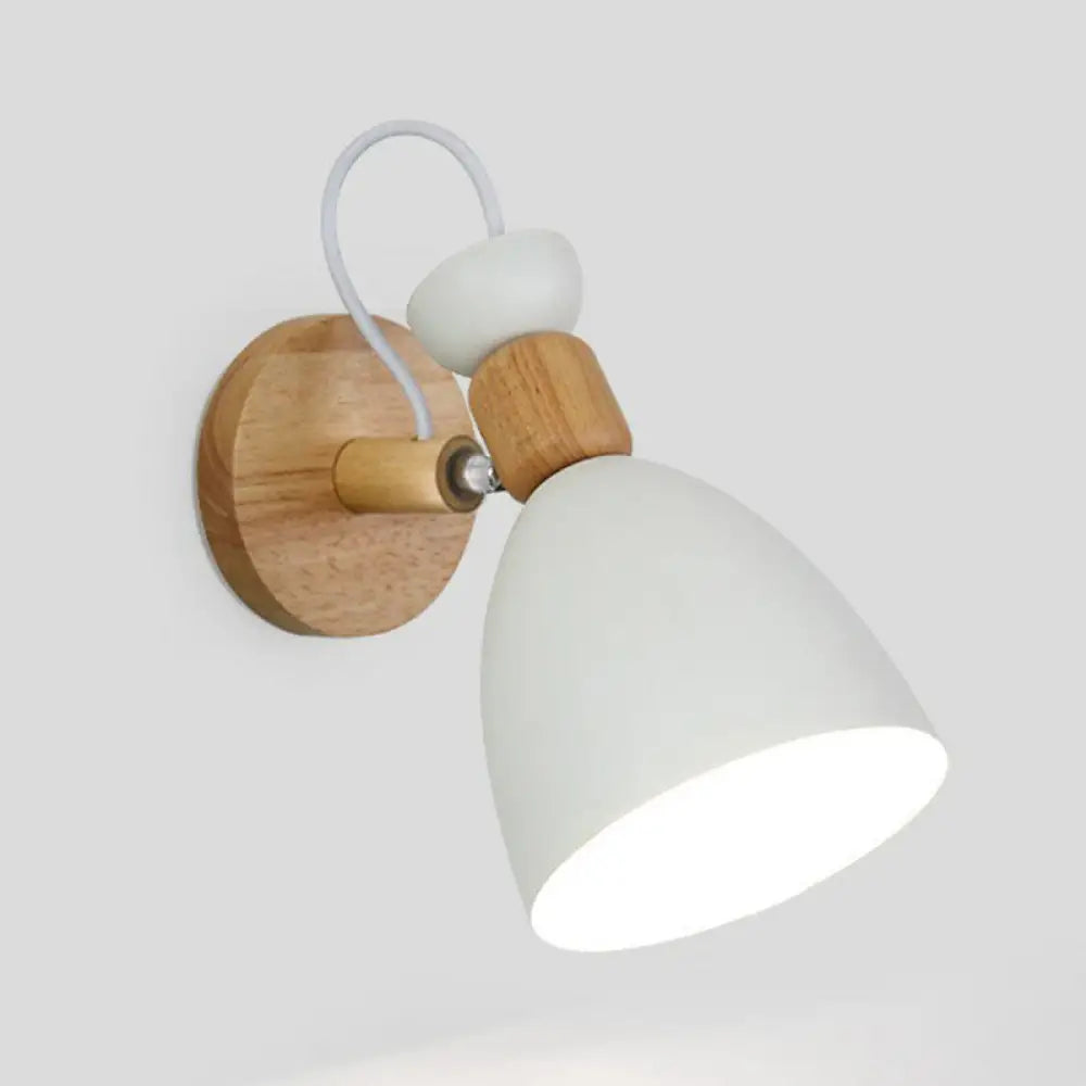 Verstellbare Wandleuchte aus Holz und Metall für das Kinderzimmer, Weiß, Grau oder Grün, E26-/E27-Fassung, drehbarer Schirm, stimmungsvoll | Sansoti