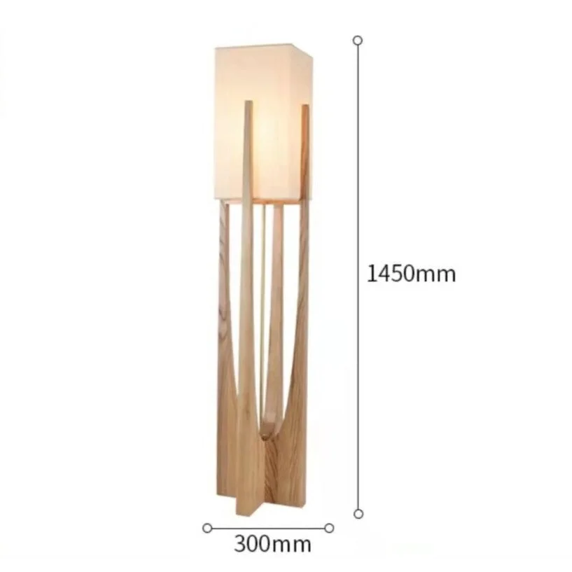 Vloerlamp Massief Hout Japandi Perkamentpapier Handgemaakt Minimalistisch 3 Maten LED | Sansoti