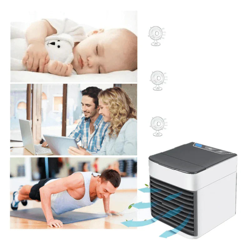 Persoonlijke Luchtkoeler USB Mini Airconditioner 3 Standen Verdamping Bevochtiger Nachtlampje Bureau Kantoor | Sansoti