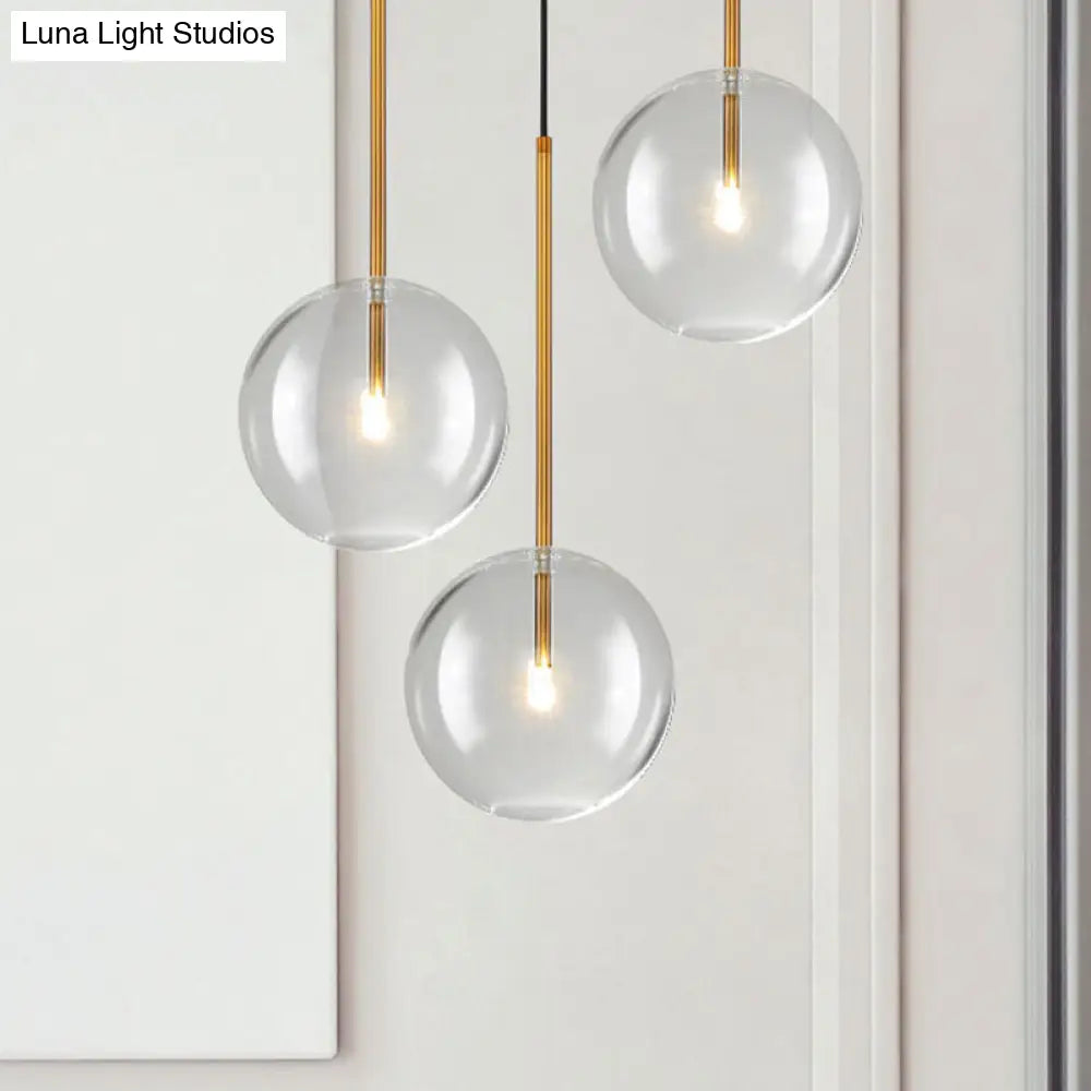 Suspension boule en verre doré design minimaliste éclairage de plafond sphérique intérieur moderne salon salle à manger | Sansoti