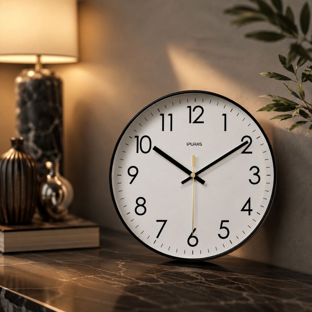Stille Wandklok Scandinavisch Ontwerp 25-35cm Zwart Wit Goud Kwartsmechanisme Woonkamer Slaapkamer Decoratie | Sansoti