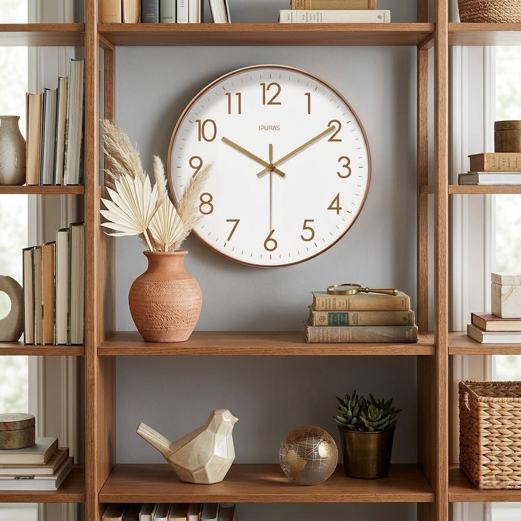 Stille Wandklok Scandinavisch Ontwerp 25-35cm Zwart Wit Goud Kwartsmechanisme Woonkamer Slaapkamer Decoratie | Sansoti
