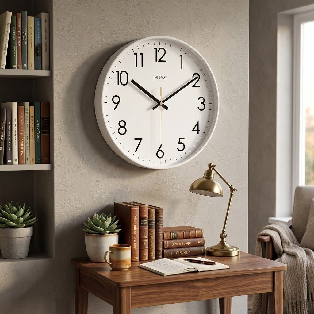 Stille Wandklok Scandinavisch Ontwerp 25-35cm Zwart Wit Goud Kwartsmechanisme Woonkamer Slaapkamer Decoratie | Sansoti